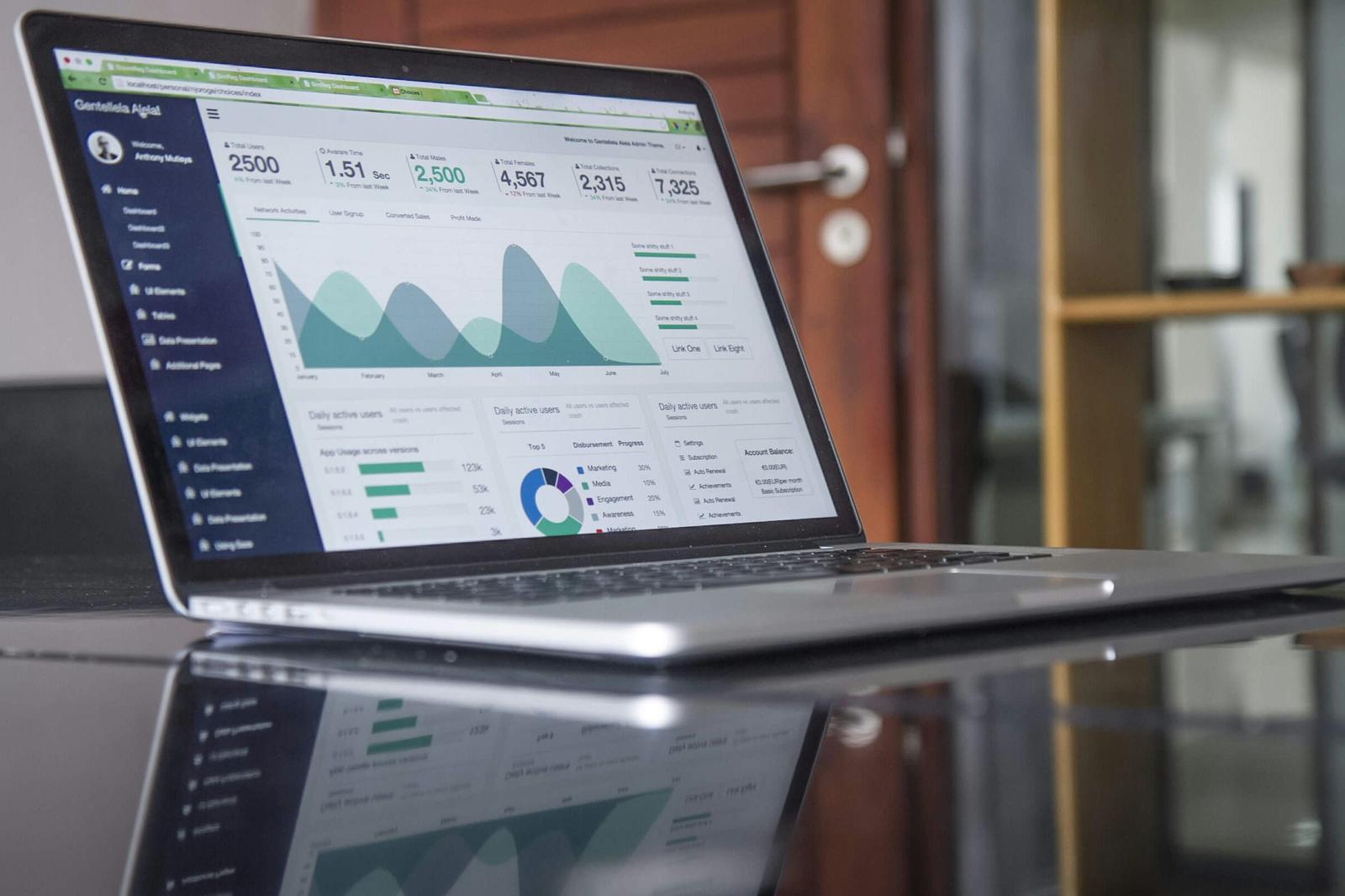 Fleet cost and mileage analytics dashboard on a laptop